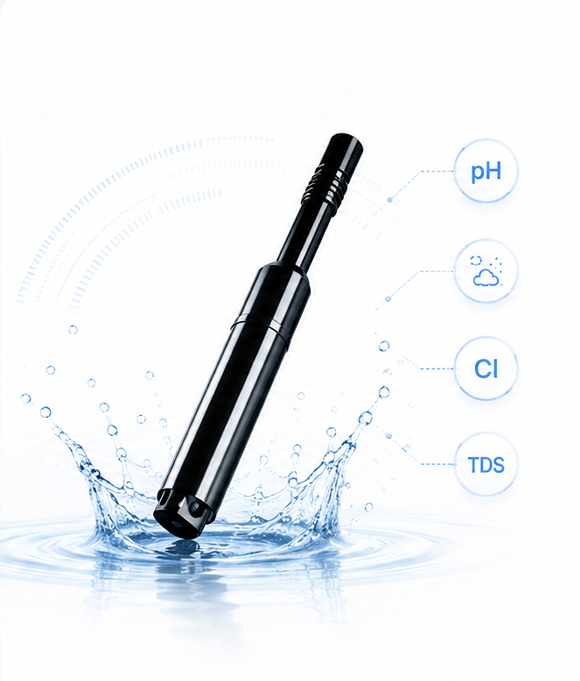 pH level monitoring sensor for continuous water quality measurement and process control